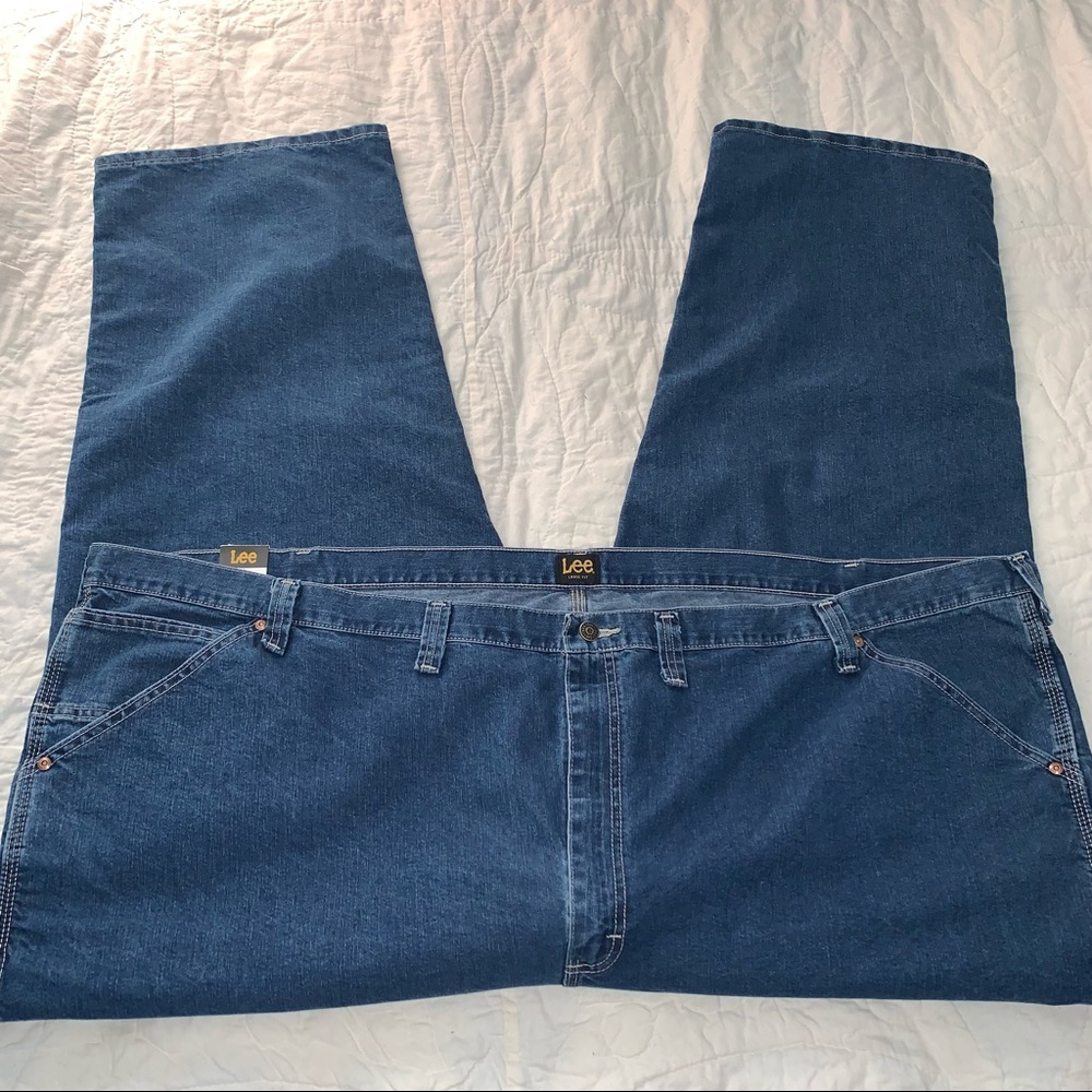 Big Men’s 60 x 30 LEE CARPENTER LOOSE FIT STRAIGHT LEG Original Blue Stone Jeans - Picture 6 of 10